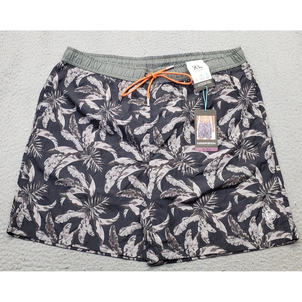 Hawke & Co Swim Trunks Mens XL Multi Tropical Leaf Print Mesh Lined Water Polo